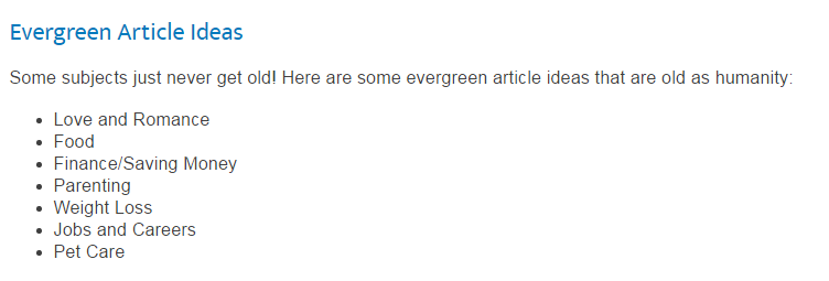 Evergreen Content Types