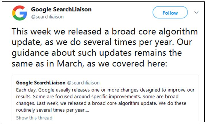 Broad Core Alogrithm Update